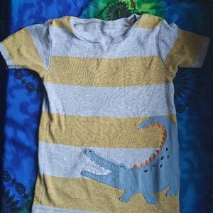 Kids Striped Dinosaur T-Shirt